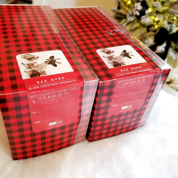 Rae Dunn Christmas Ornaments Set of 4 Glass Balls 100mm / 3.94"
